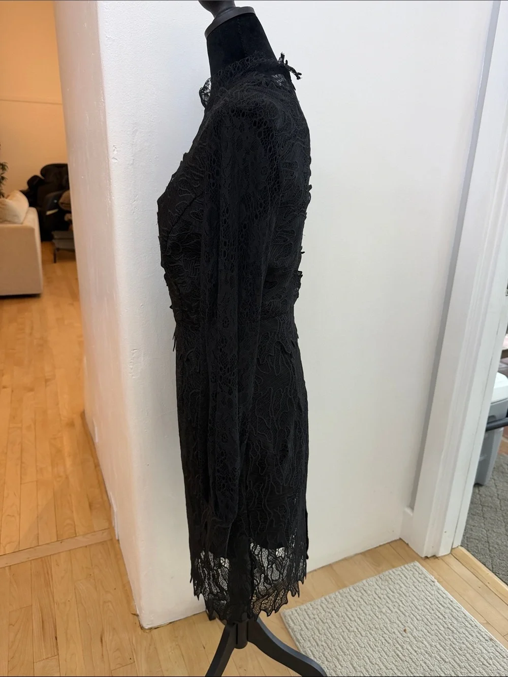 Bardot Black Long-Sleeve Lace Cocktail Dress